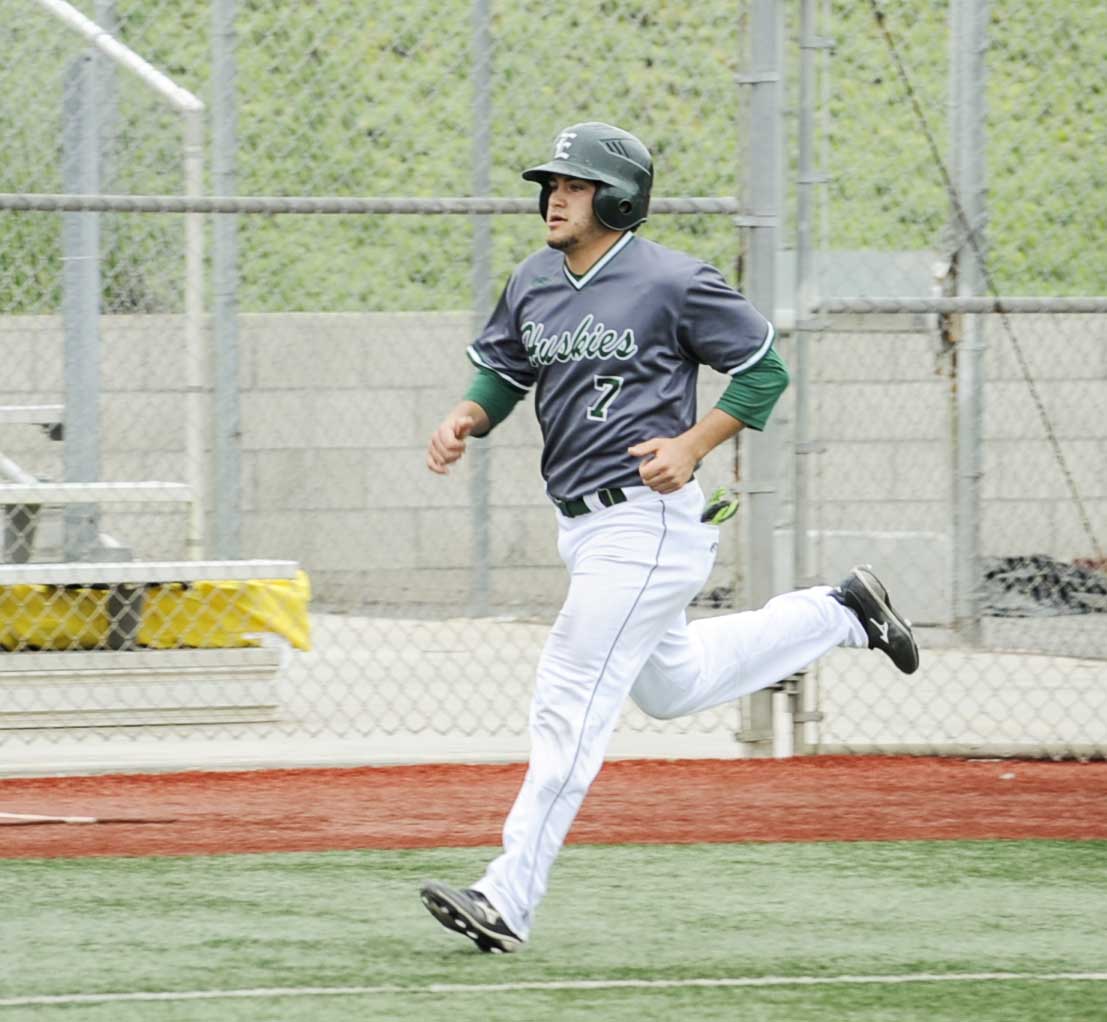 Second Baseman Grant Victor, who doubled, scored in the third inning of an East Los Angeles College 6-4 baseball win over Rio Hondo College. (Photo by Tadzio Garcia)
