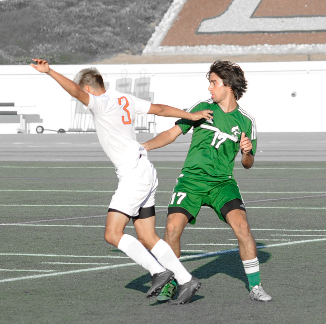 East Los Angeles College sophomore defender Augustin Barros, pictured in action, scored ELAC's goal in a 1-1 draw vs. Orange Coast College. (Photo by Tadzio Garcia)