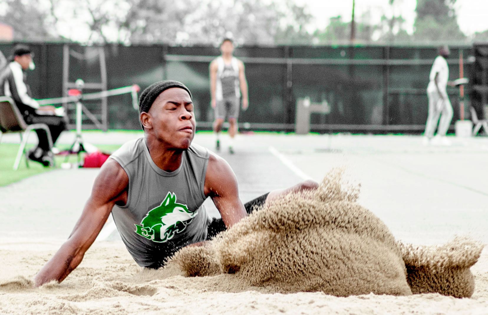 East Los Angeles College sophomore Joshua Taylor has a nationally ranked long jump mark, as does two freshman not pictured, Garrison Harris and Dijon Donaldson. ELAC won the event at the Twilight Open at CSULA. (Photo by Tadzio Garcia)
