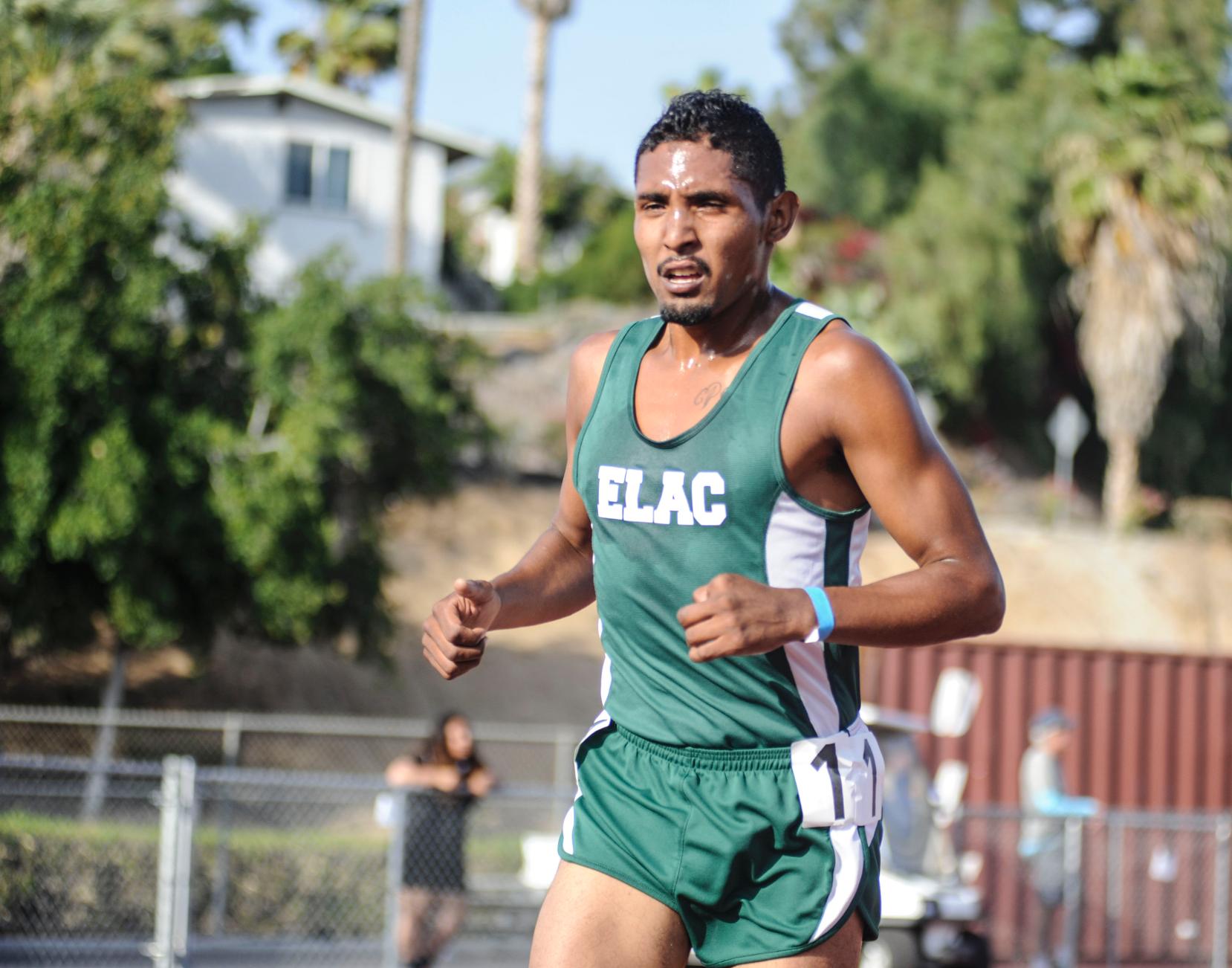 ELAC All-American Gonzalo Ceja, who is a member of the Cal State LA Track & Field team, is pictured in the 2014 CCCAA SoCal Championships steeplechase run.