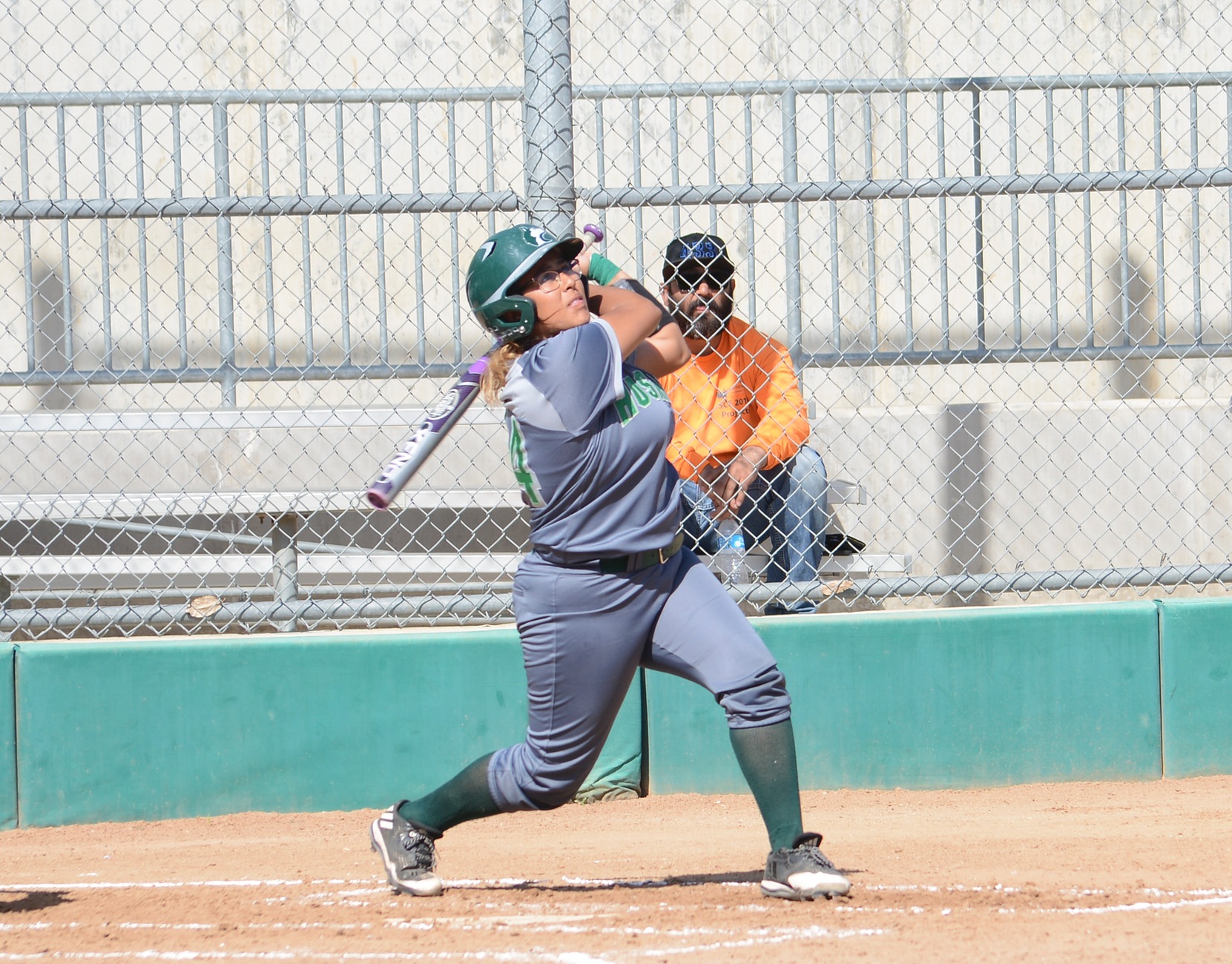 The East Los Angeles College softball team outhit Chaffey College 11-9 in a 6-5 Husky win in April 20 at home. (Photo by Tadzio Garcia)
