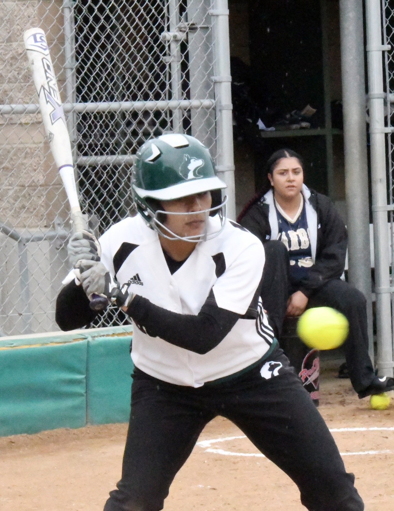 East Los Angeles College short stop Angelina Gonzalez (pictured) singled twice in a Husky loss to No. 7 Southern California-ranked El Camino College. (photo by DeeDee Jackson)
