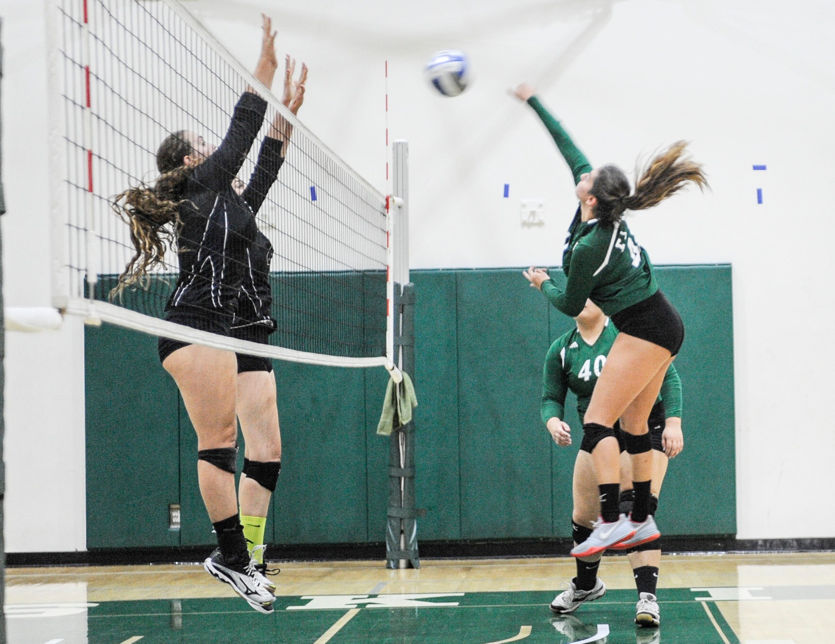 East Los Angeles College freshman outside hitter Bella Gamboa will hit a kill that will score down the line in a 3-1 set win vs. Santa Monica. (Photo by Tadzio Garcia)